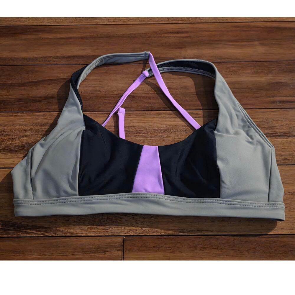 NWT prAna Tulum green black color block bikini swim top - small